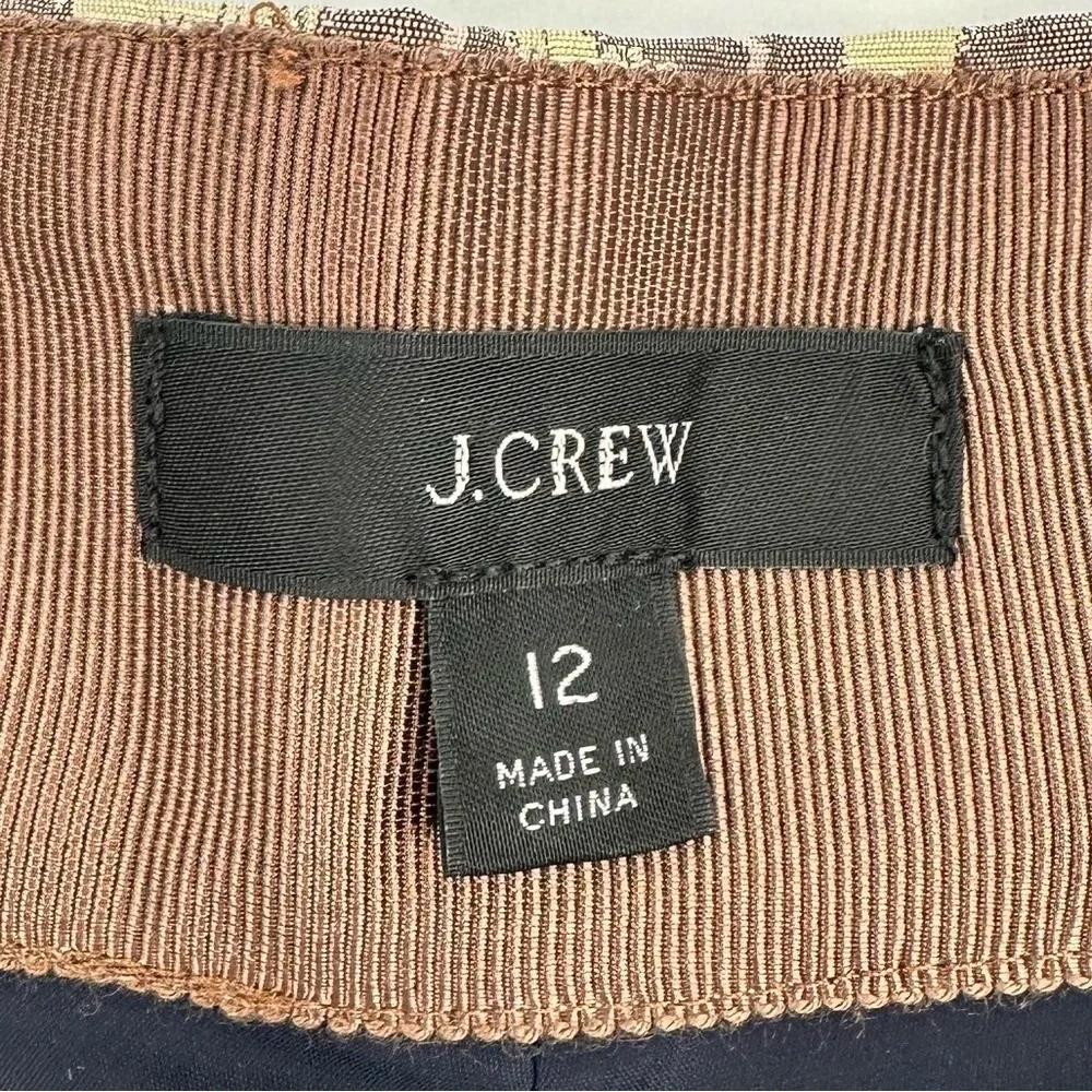 J.Crew Trouser Shorts Metallic Gold Leopard Jacquard High Waist Side Zip Size 12
